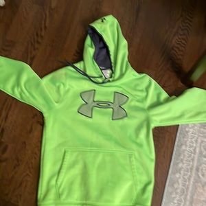 Neon Green UnderArmour Hoodie Sweatshirt.  Wonderful Condition.